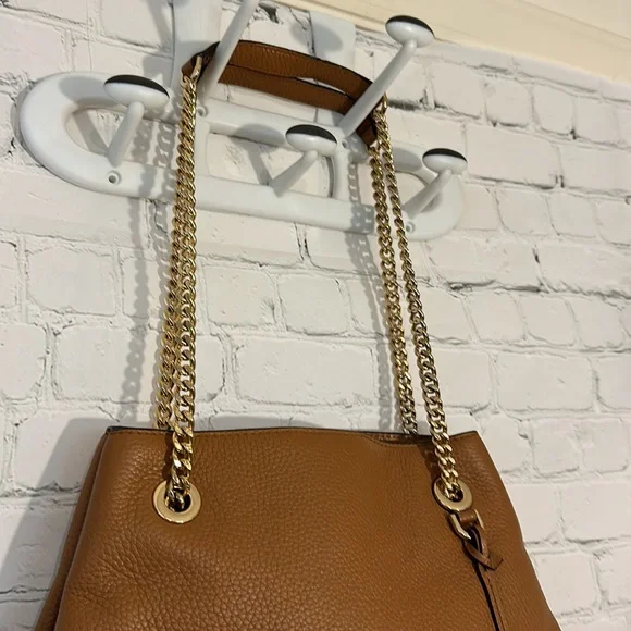 Michaels Kors Brown Pebbled Leather Soft supple cognac shoulder bag purse - Picture 4 of 14